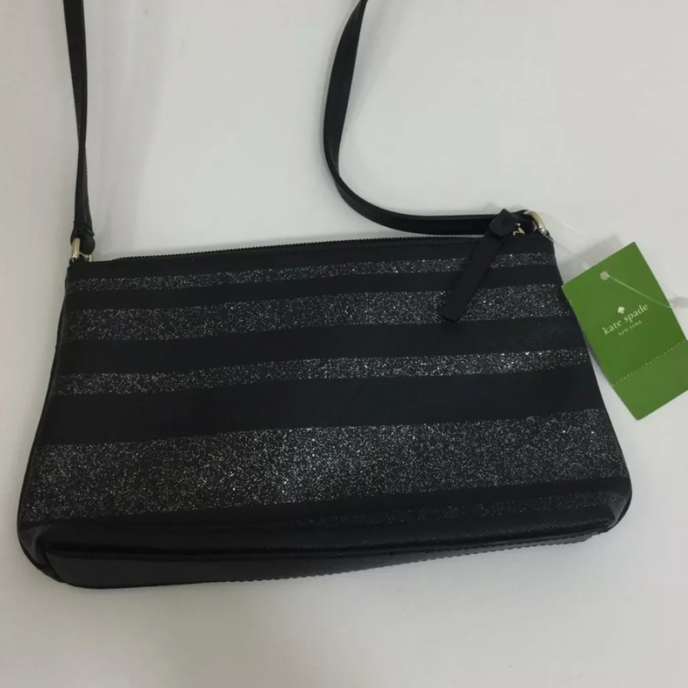 Kate Spade Black and Silver Shoulder Bag with Striped Design - Picture 2 of 7